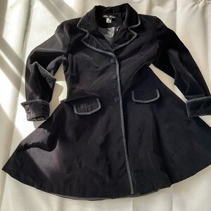 Spin Doctor Black Velvet Coat Gothic Fit Flare Jacket